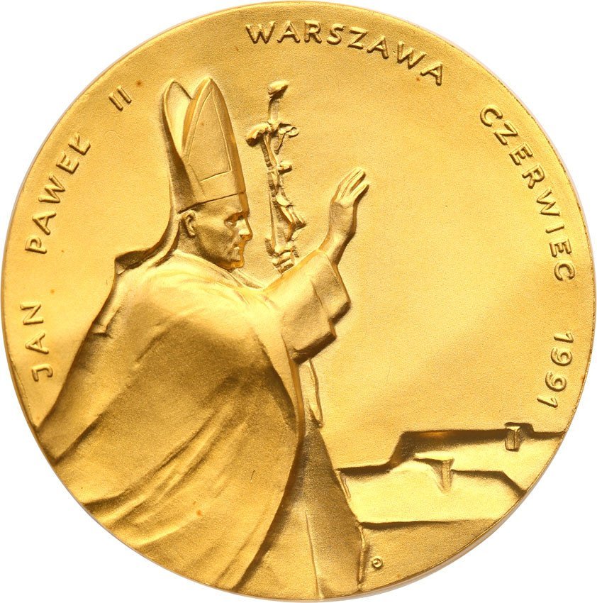 Polska medal 1991 Papież Jan Paweł II Konstytucja ZŁOTO st.1