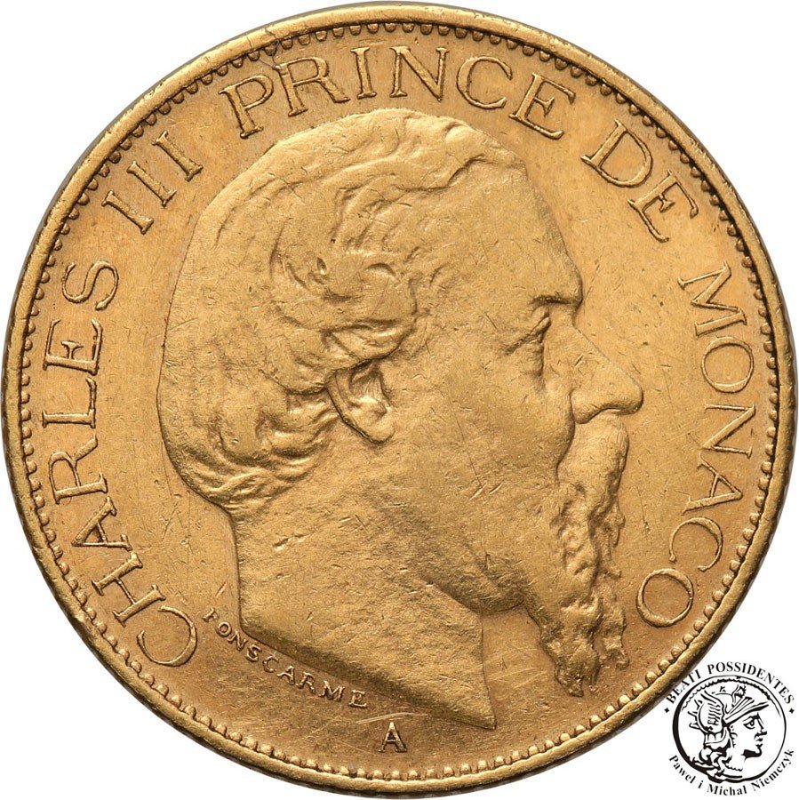 Monako 20 franków 1878 Charles III st. 2-