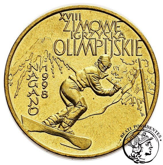 Polska 2 zł XVIII Zimowe Igrzyska Olimpijskie - Nagano 1998 st.1-/2+