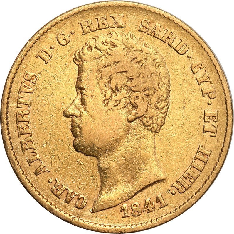 Włochy 20 lirów 1841 Sardynia (kotwica) st.3+