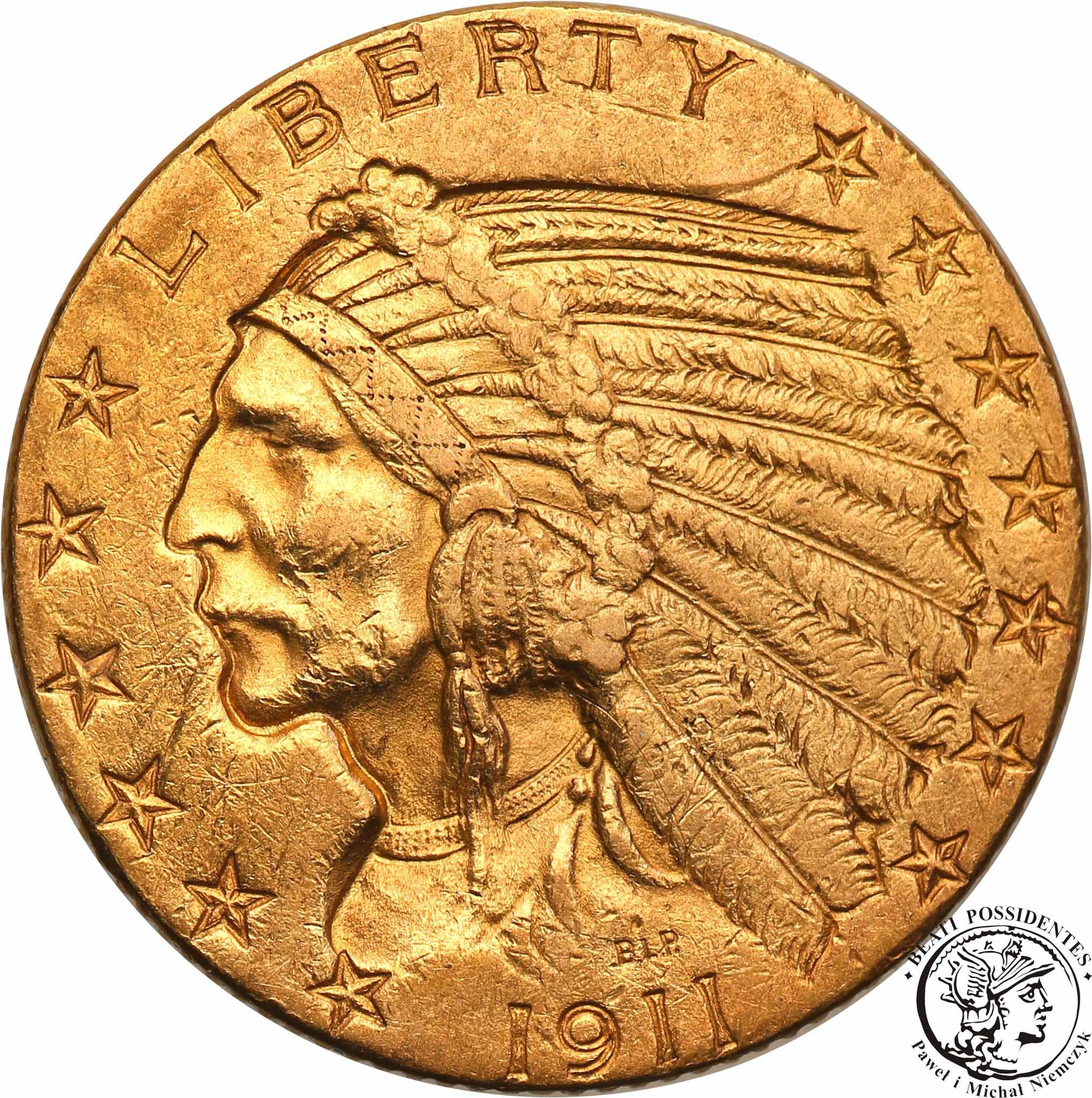 USA 5 dolarów 1911 Philadelphia Indianin st.2
