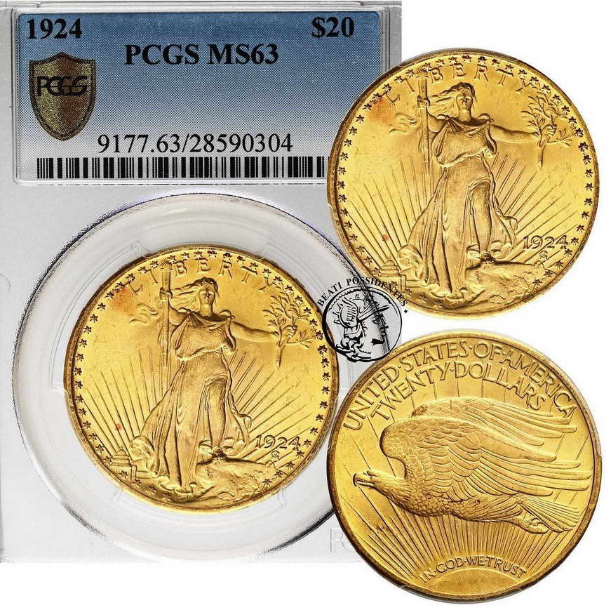 USA 20 dolarów 1924 Philadelphia PCGS MS63
