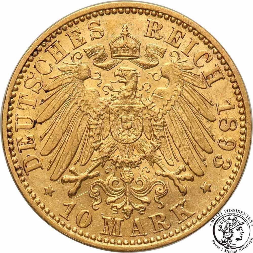 Niemcy Hesja Hessen 10 Marek 1893 A st. 3+