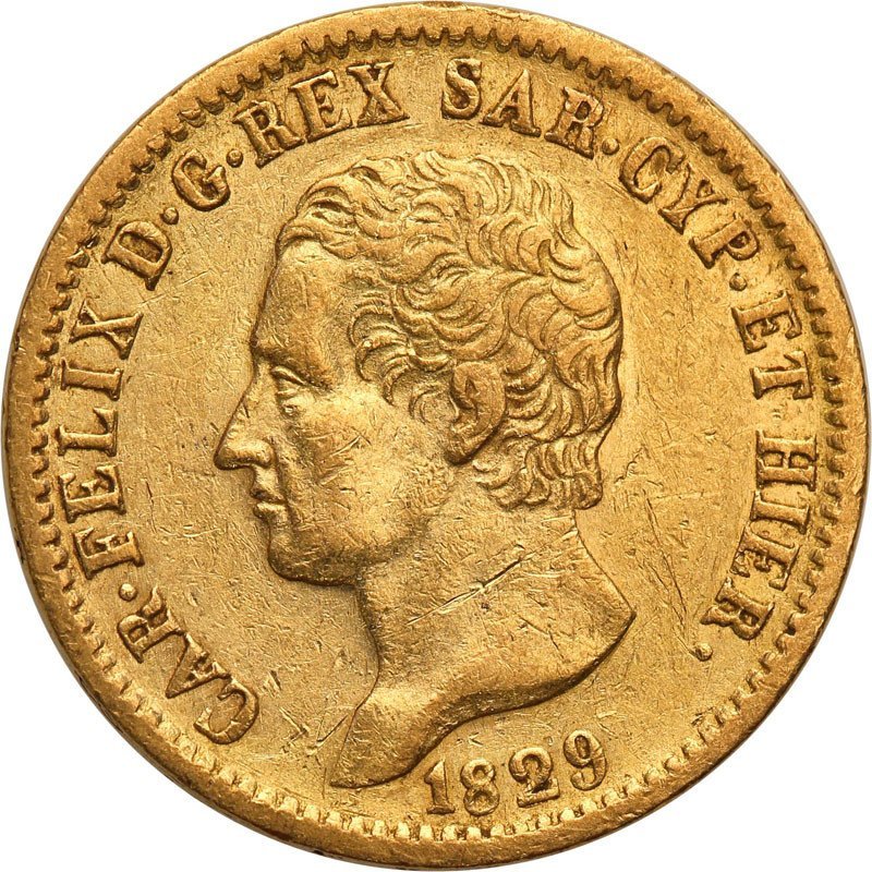 Włochy Sardynia 20 Lirów 1829 (orzeł) st.3+