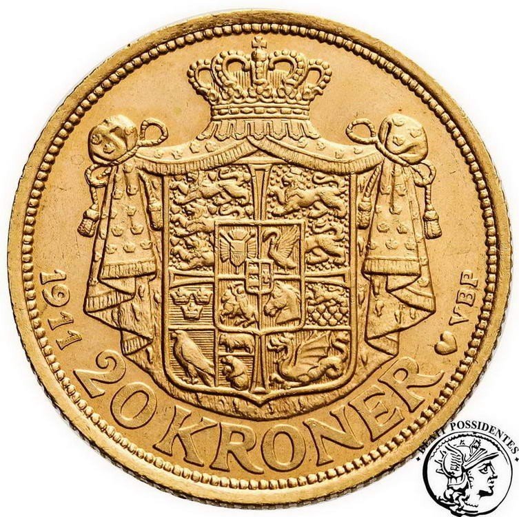 Dania Fryderyk VIII 20 koron 1911 st. 1-