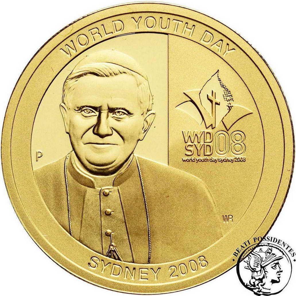 Australia 100 Dolarów 2008 Benedykt XVI st. L stempel lustrzany 1 Oz Au