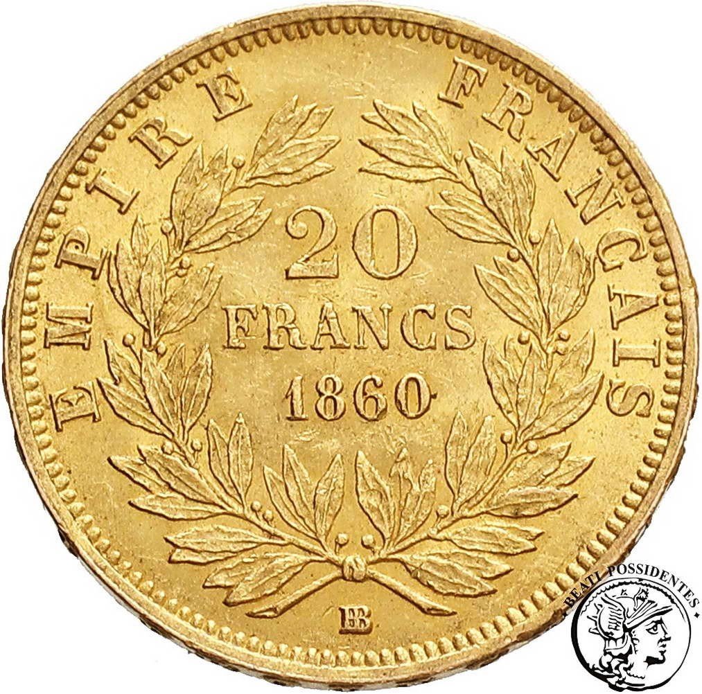 Francja Napoleon III 20 franków 1860 BB-Strasbourg st. 2