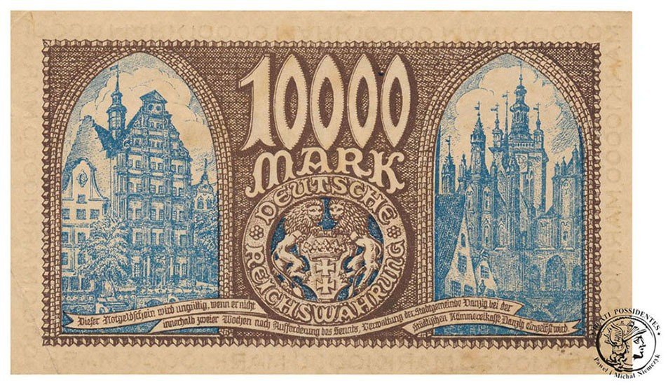 Banknot Gdańsk 10 000 Marek 1923 st.2+
