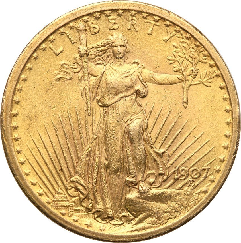 USA 20 dolarów 1907 Philadelphia st.1-