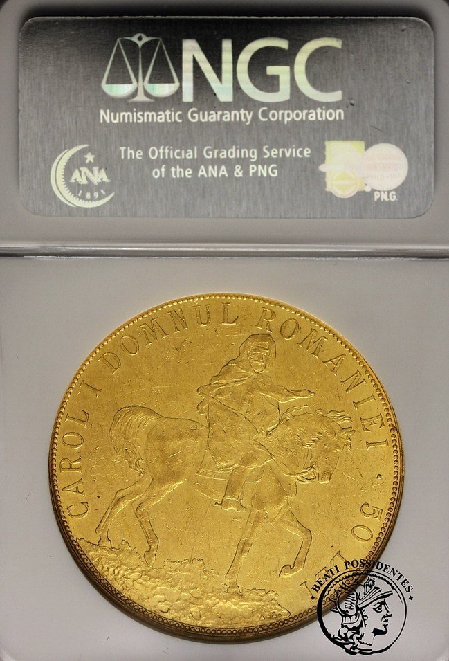 Rumunia 50 Lei 1906 NGC AU 55