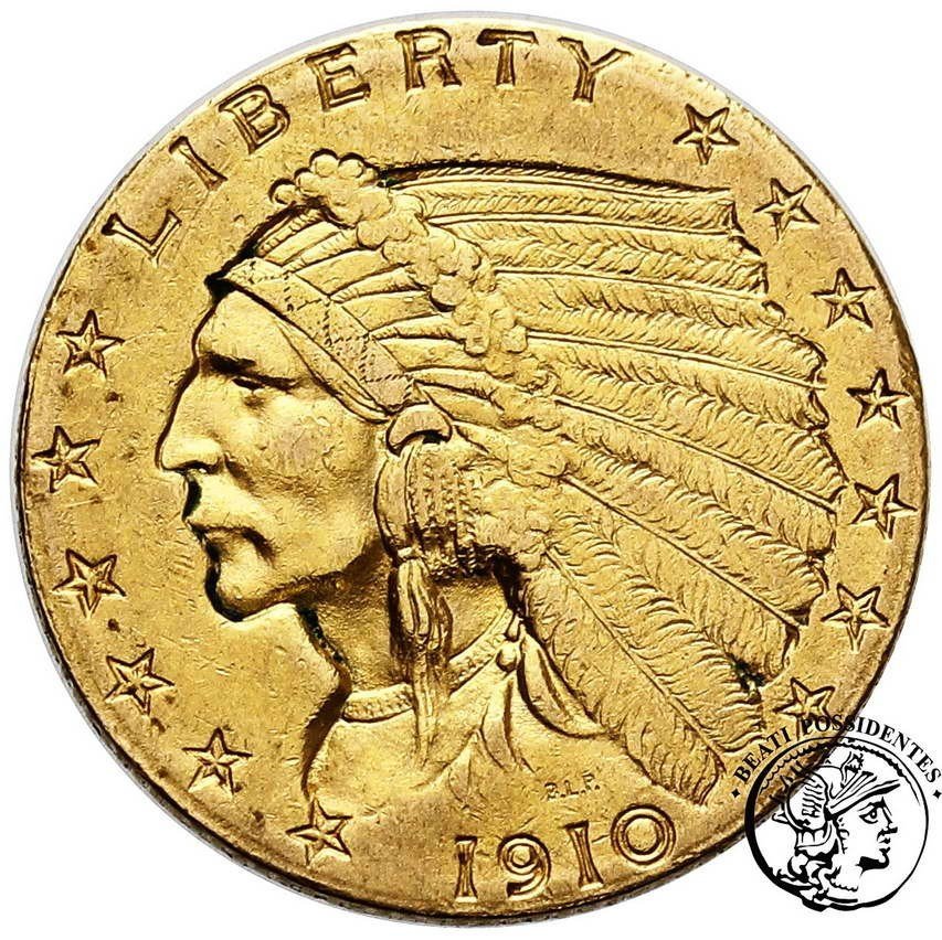 USA 2 1/2 dolara 1910 Indianin st. 2/2-