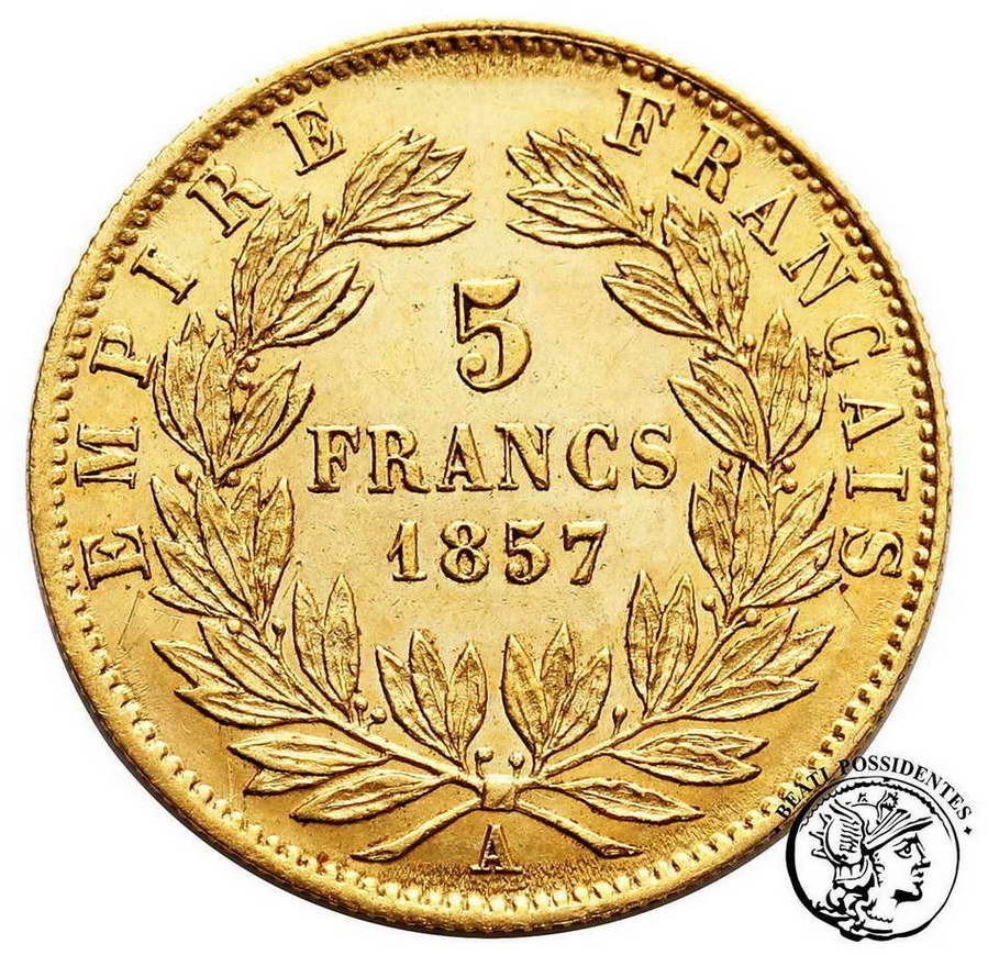 Francja 5 franków 1857 A (Paryż) st. 2+