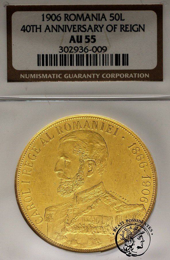 Rumunia 50 Lei 1906 NGC AU 55