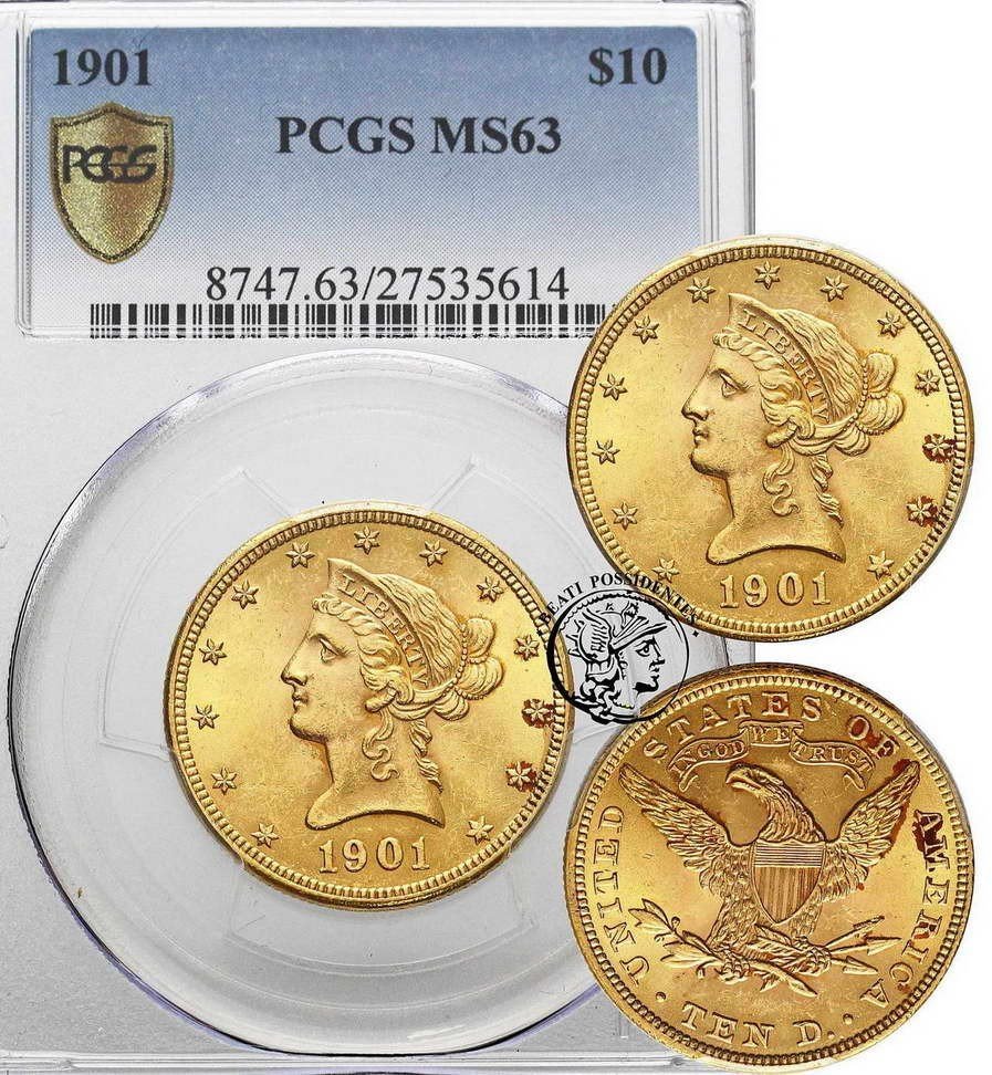 USA 10 dolarów 1901 (Philadelphia) PCGS MS63