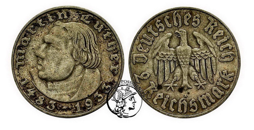 III Reich. 2 Reichsmark 1933 A Luther.