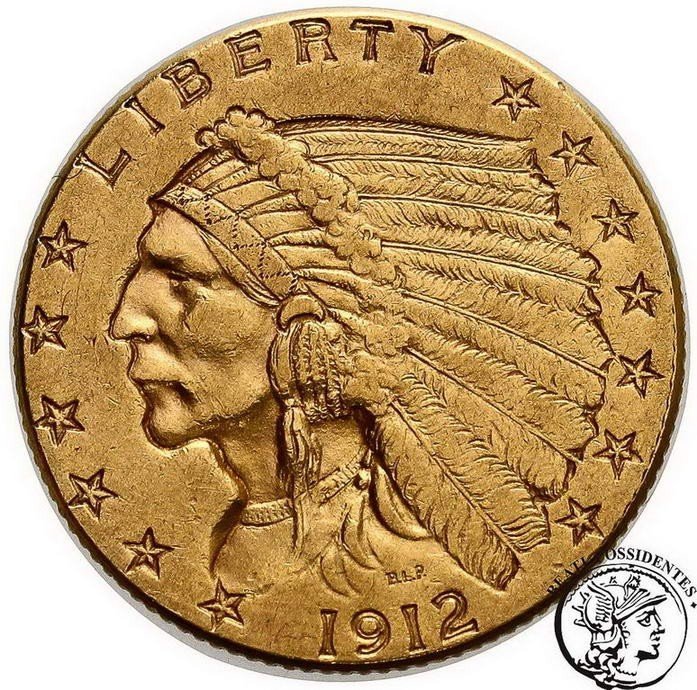 USA 2 1/2 dolara 1912 Indianin Filadelfia st. 3