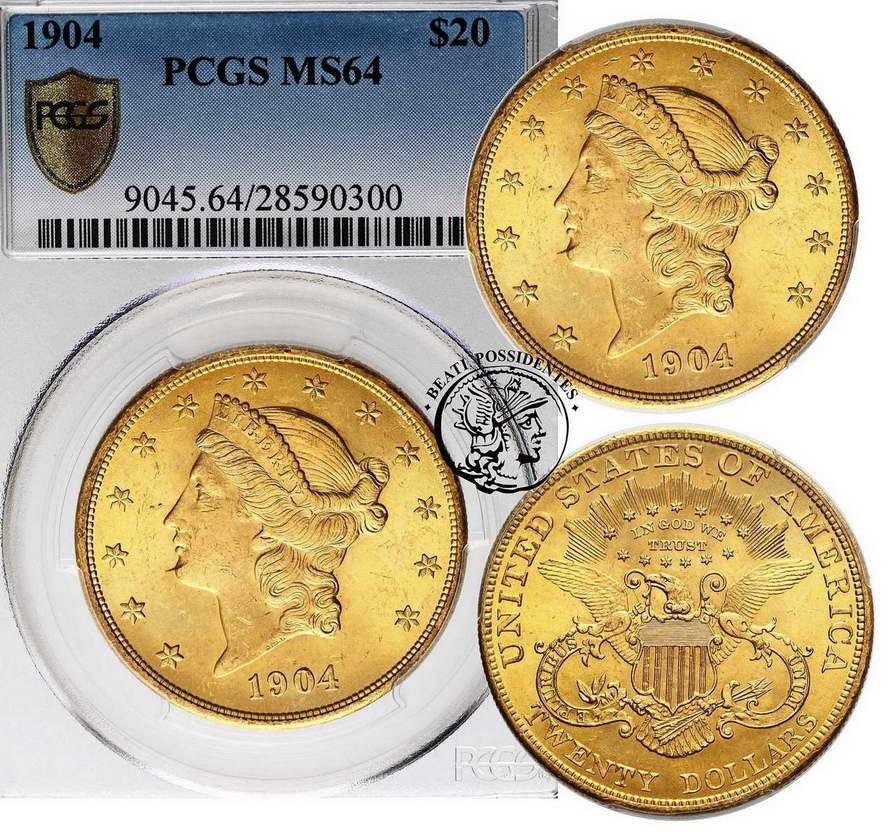 USA 20 dolarów 1904 Philadelphia PCGS MS64