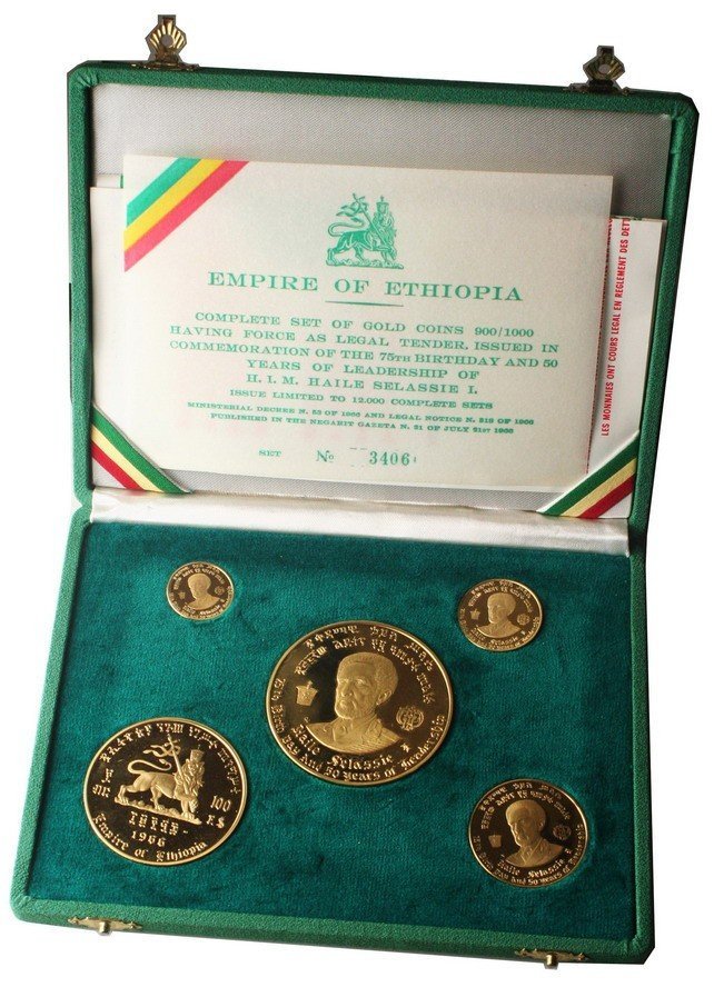 Etiopia, zestaw złotych monet 1966r