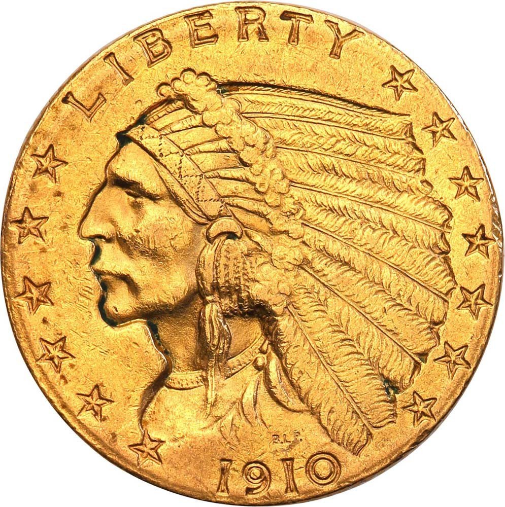 USA 2 1/2 dolara 1910 Philadelphia Indianin st. 2