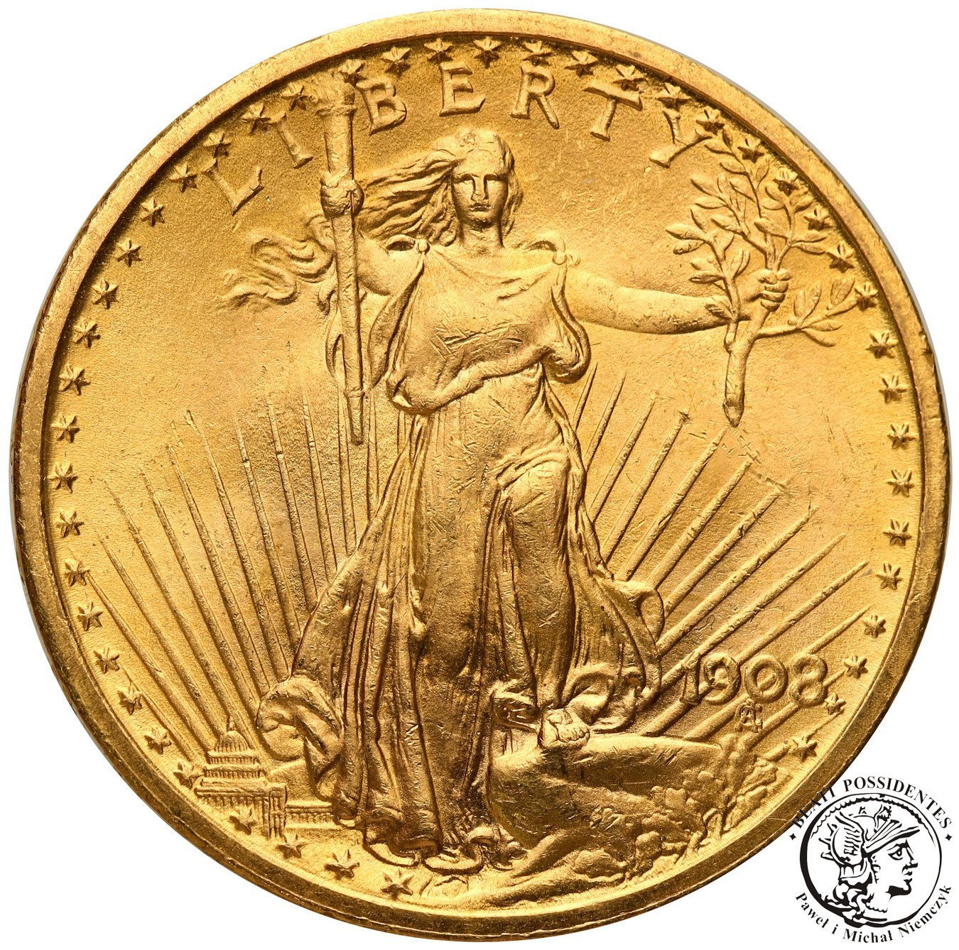 USA 20 dolarów 1908 Philadelphia st.1