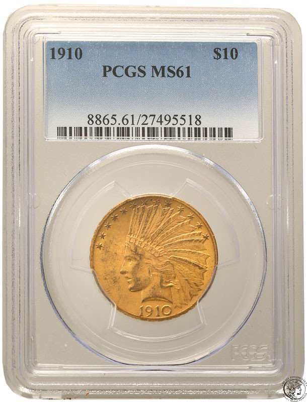 USA 10 dolarów 1910 Indianin PCGS MS61