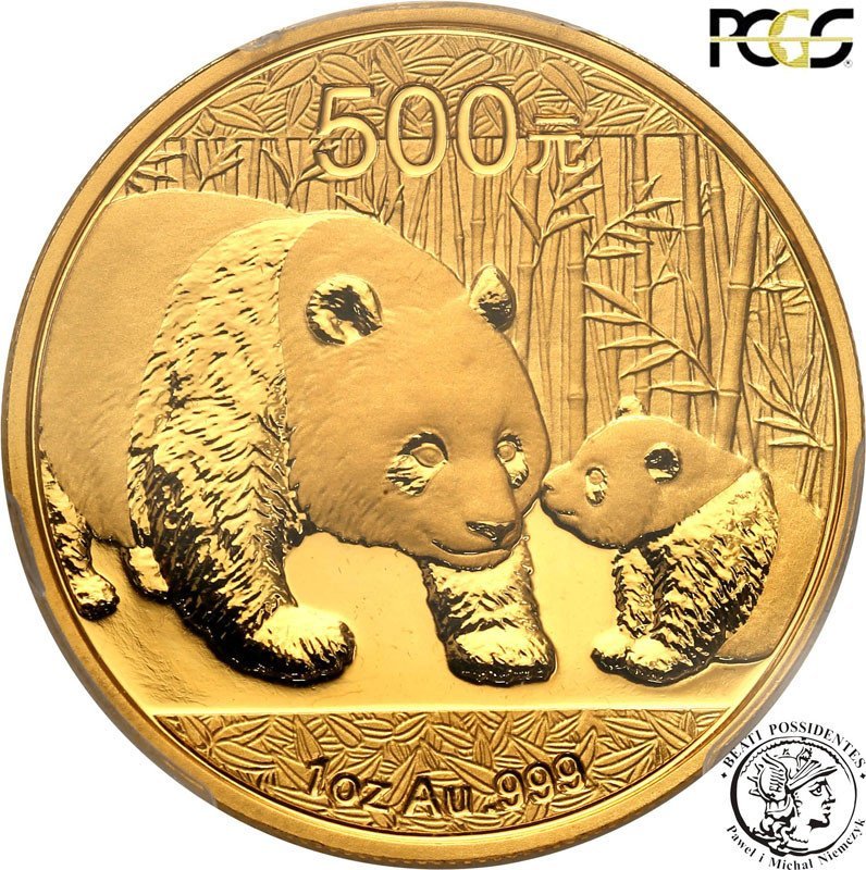 Chiny 500 Yuan 2011 panda uncja czystego złota PCGS MS69