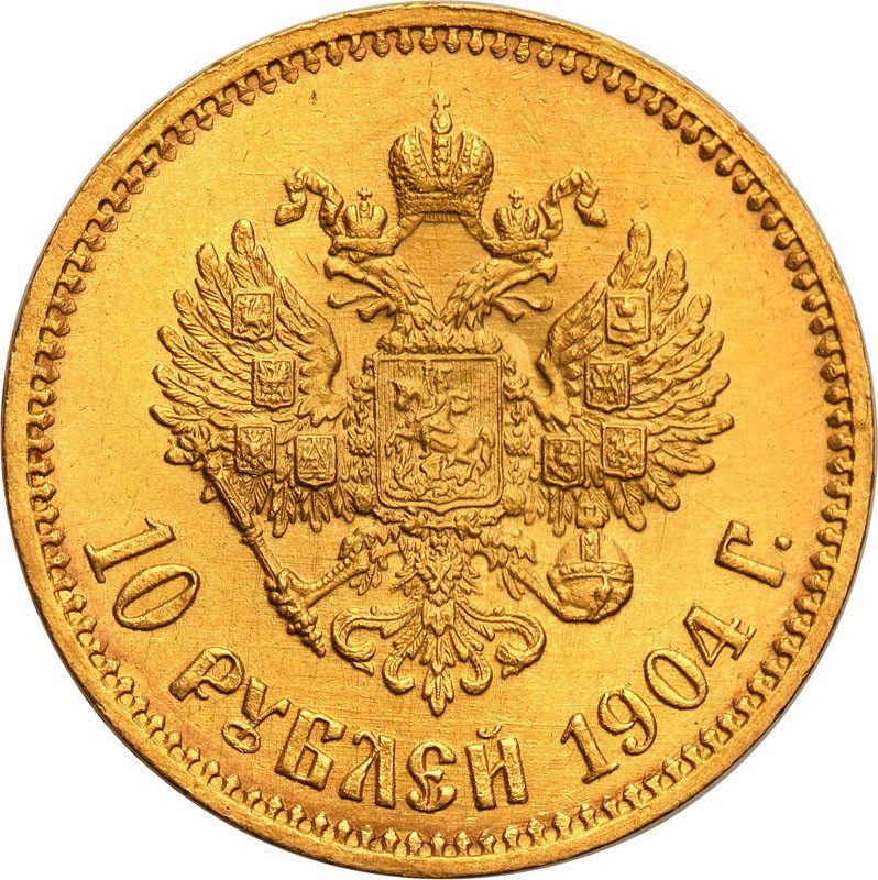 Rosja Mikołaj II 10 Rubli 1904 AP st.1 RZADKIE