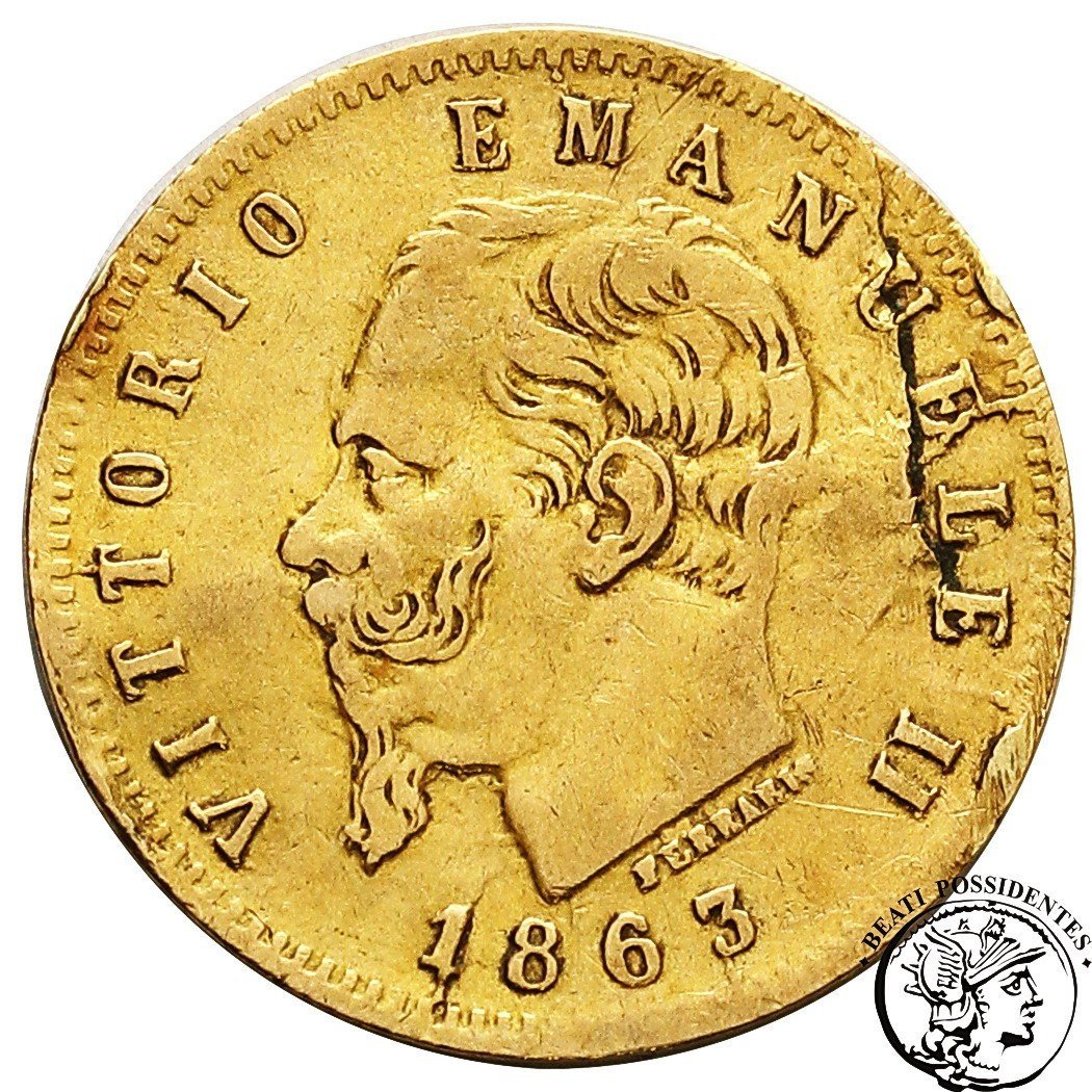 Włochy Vittorio Emanuele II 5 Lirów 1863 Turyn st. 4