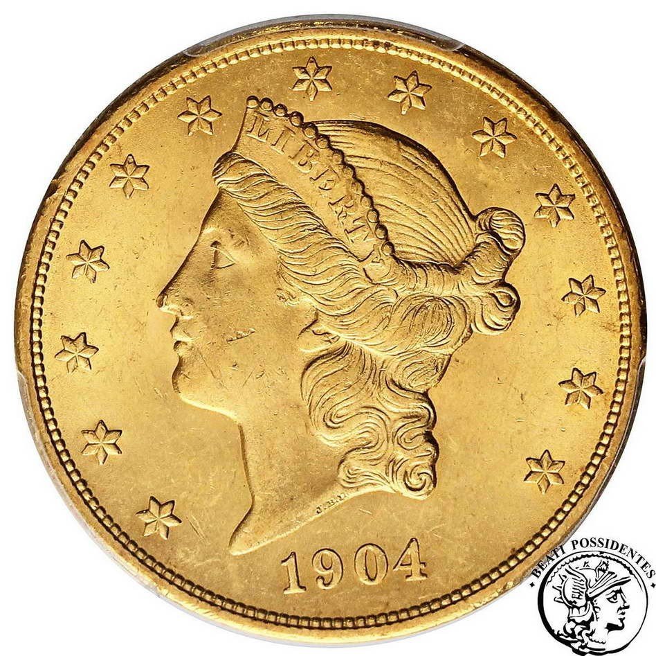 USA 20 dolarów 1904 Philadelphia PCGS MS63