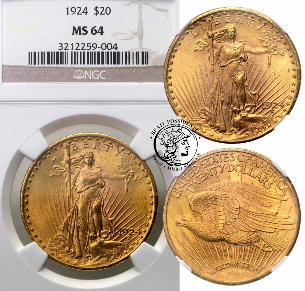 USA 20 dolarów 1924 NGC MS64