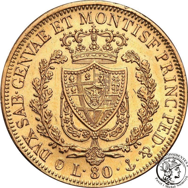 Włochy Sardynia 80 lirów 1828 (kotwica) st.2-