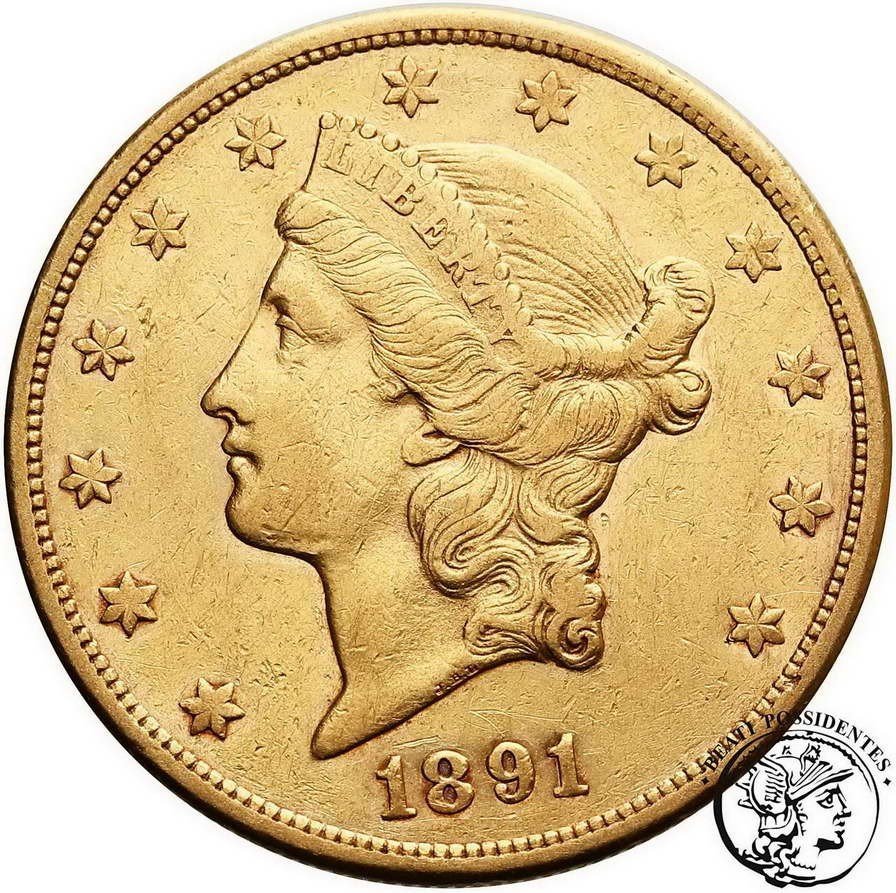 USA 20 dolarów 1891 CC-Carson City st. 3+