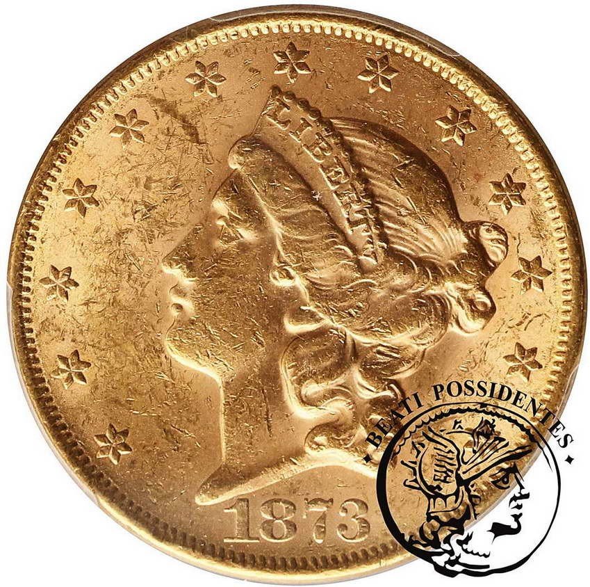USA 20 dolarów 1873 Filadelfia PCGS MS 61