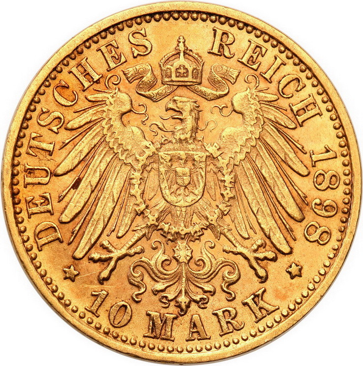 Niemcy. Wilhelm II 10 Marek 1898 F Wirttembergia st.1-