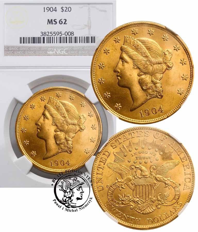 USA 20 dolarów 1904 Philadelphia NGC MS62