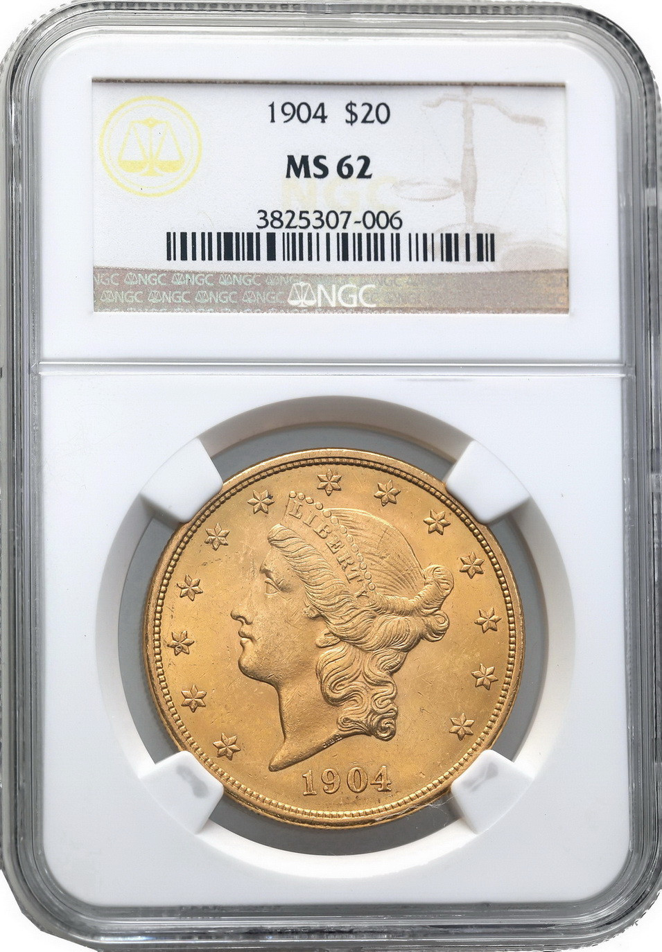 USA. 20 $ dolarów 1904 Philadelphia NGC MS62