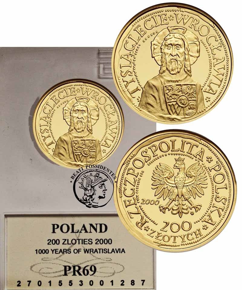 Polska III RP 200 złotych 2000 1000-lecia Wrocławia GCN PR69