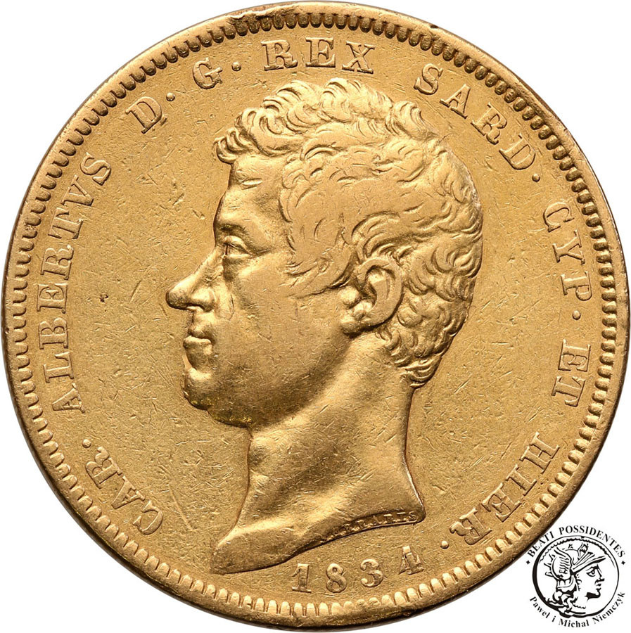 Włochy Sardynia 100 Lirów 1834 (orzeł) st.3
