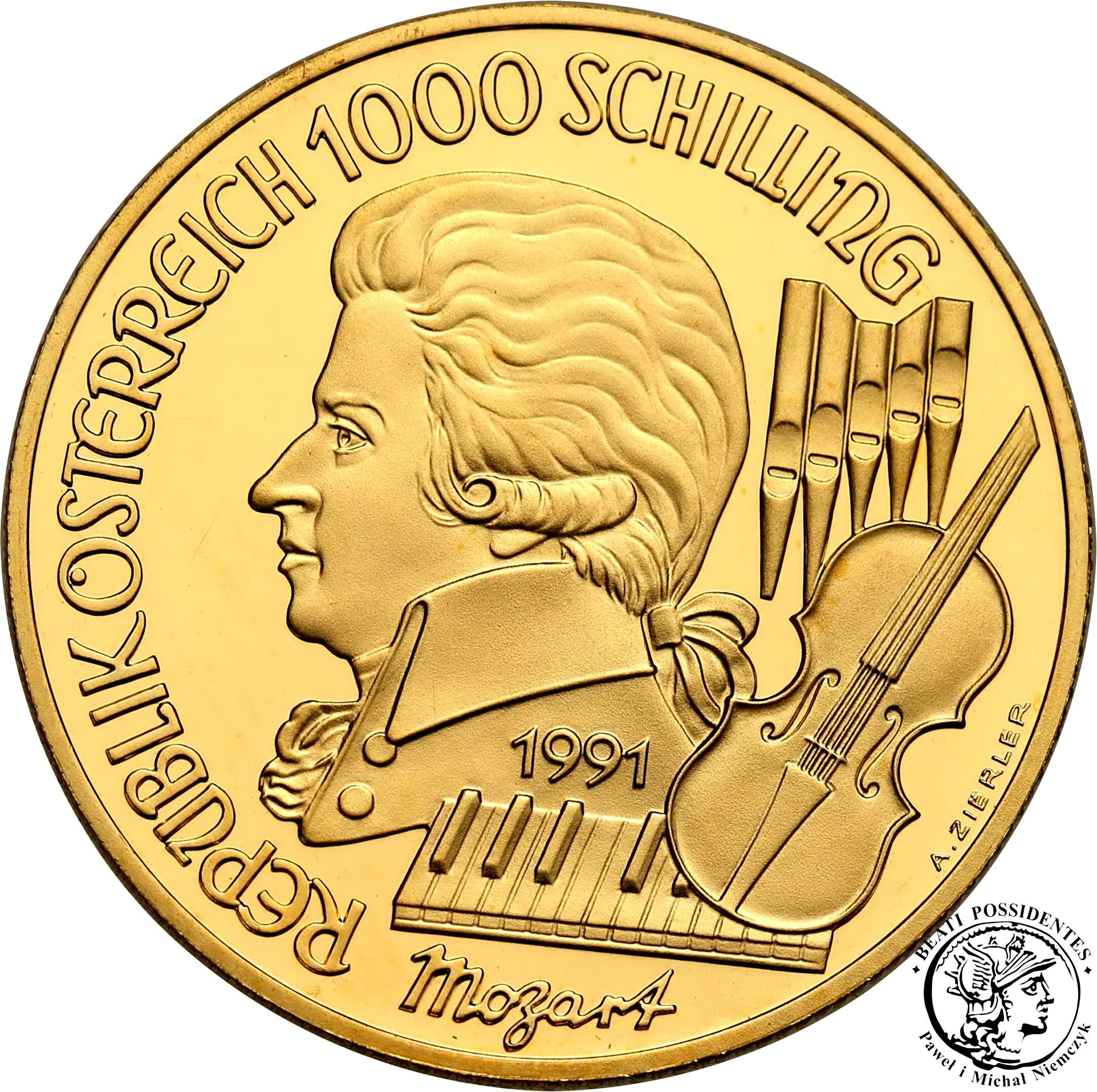 Austria 1000 Szylingów 1991 Mozart st.L