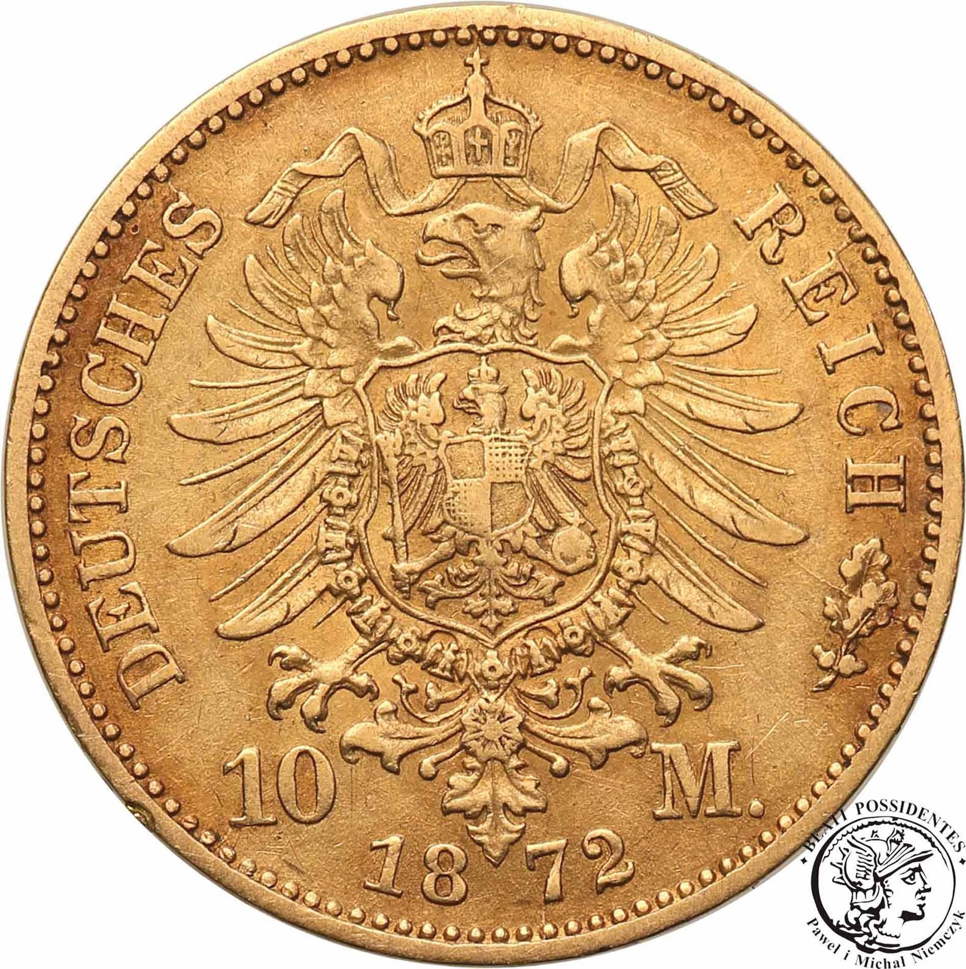 Niemcy Prusy 10 Marek 1872 C Frankfurt st.3+