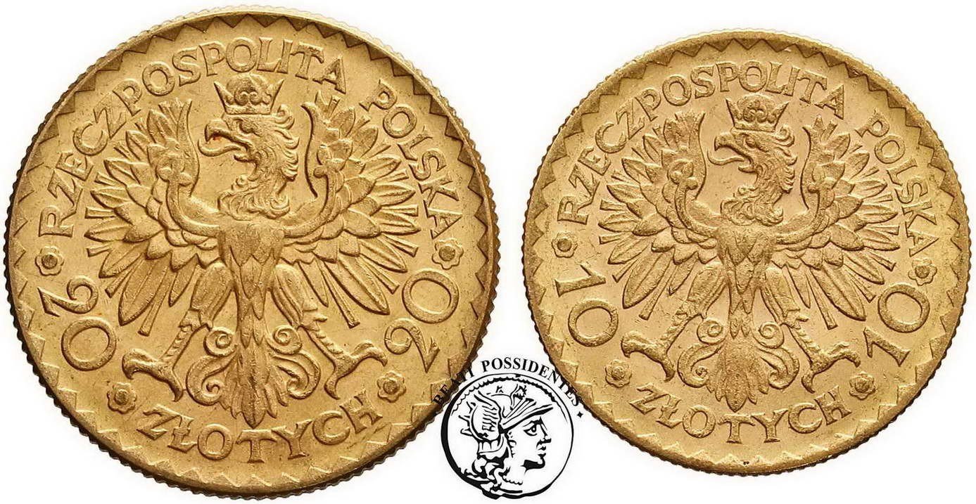 Polska II RP zestaw 10 złotych + 20 złotych 1925 Chrobry st.2+