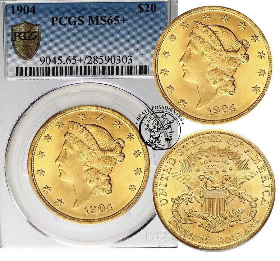 USA 20 dolarów 1904 Philadelphia PCGS MS65+