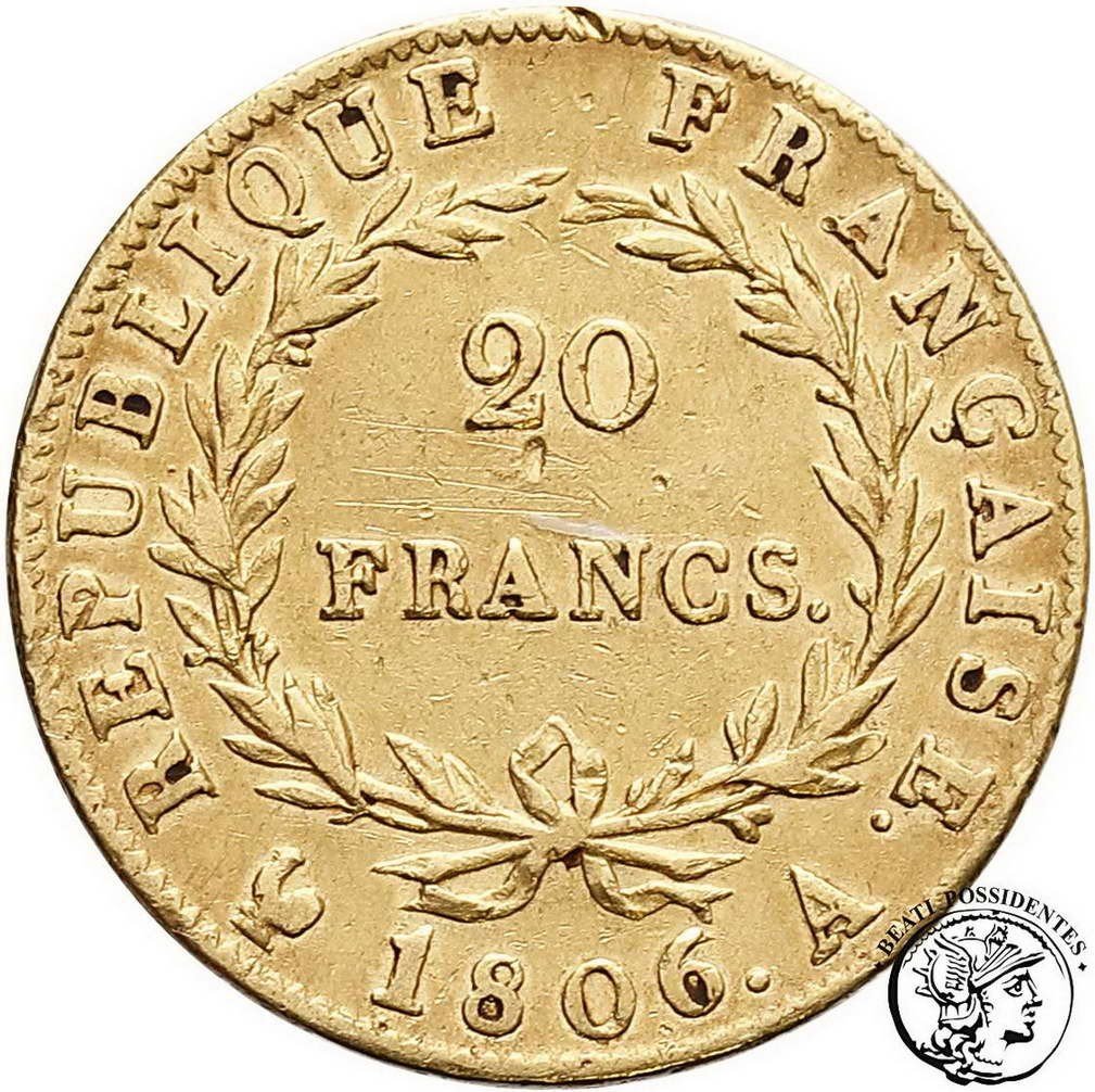 Francja Napoleon Bonaparte 20 Franków 1806 A st.3