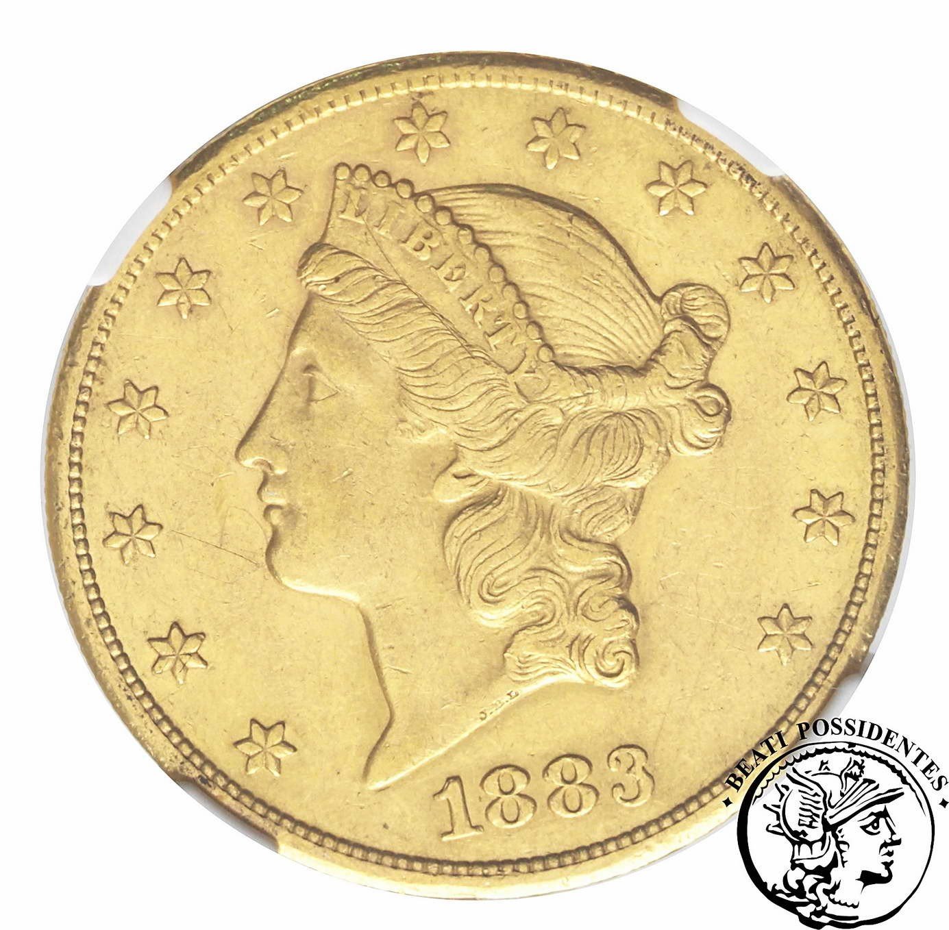 USA 20 $ dolarów głowa kobiety 1883 CC NGC AU details