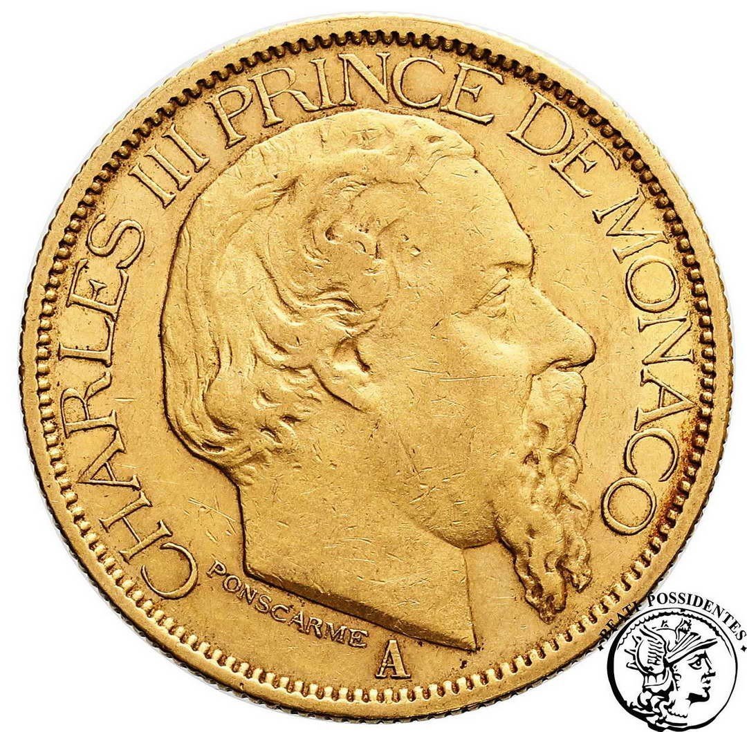 Monako 100 franków 1886 Karol III A Paryż st.3
