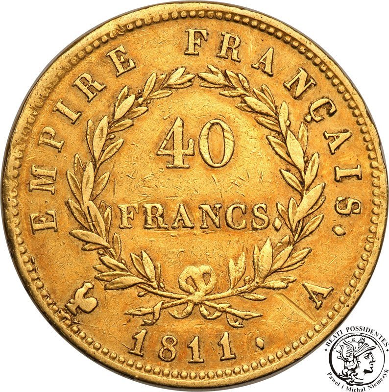 Francja 40 franków 1811 A Napoleon I st.3+