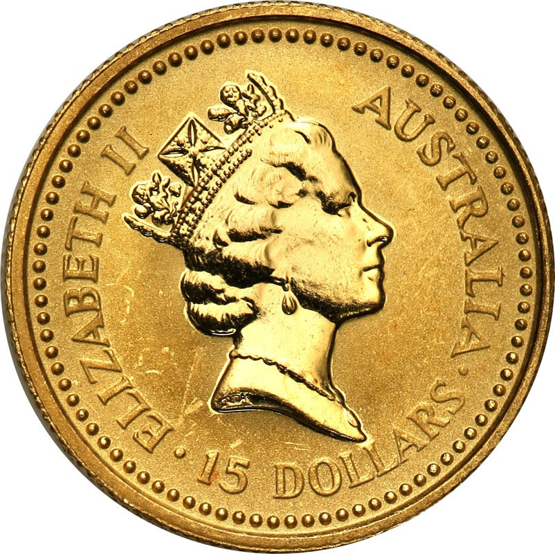 Australia 15 dolarów 1990 kangur 1/10 uncji złota st.L