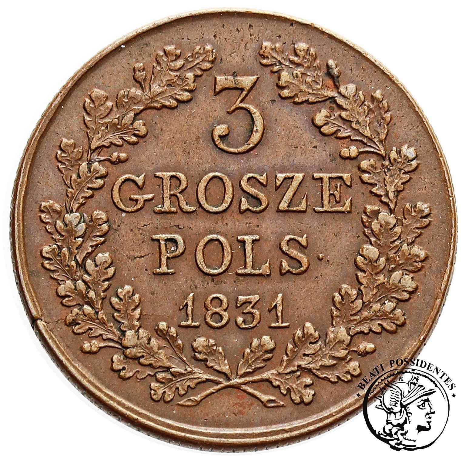 Powst. Listopadowe 3 grosze 1831 -R- st. 2-/3+