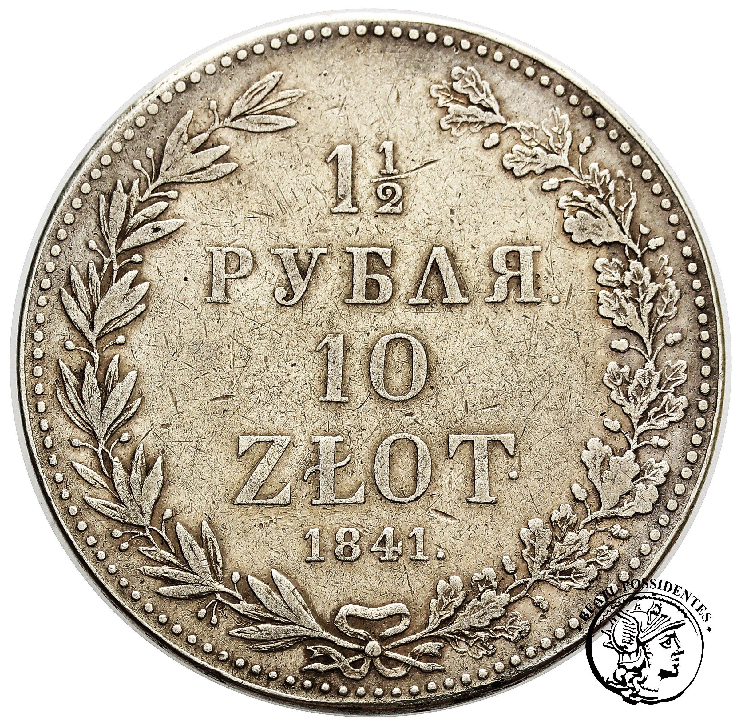 Zabór Rosyjski 1 1/2 Rubla = 10 złotych 1841 MW st. 3+