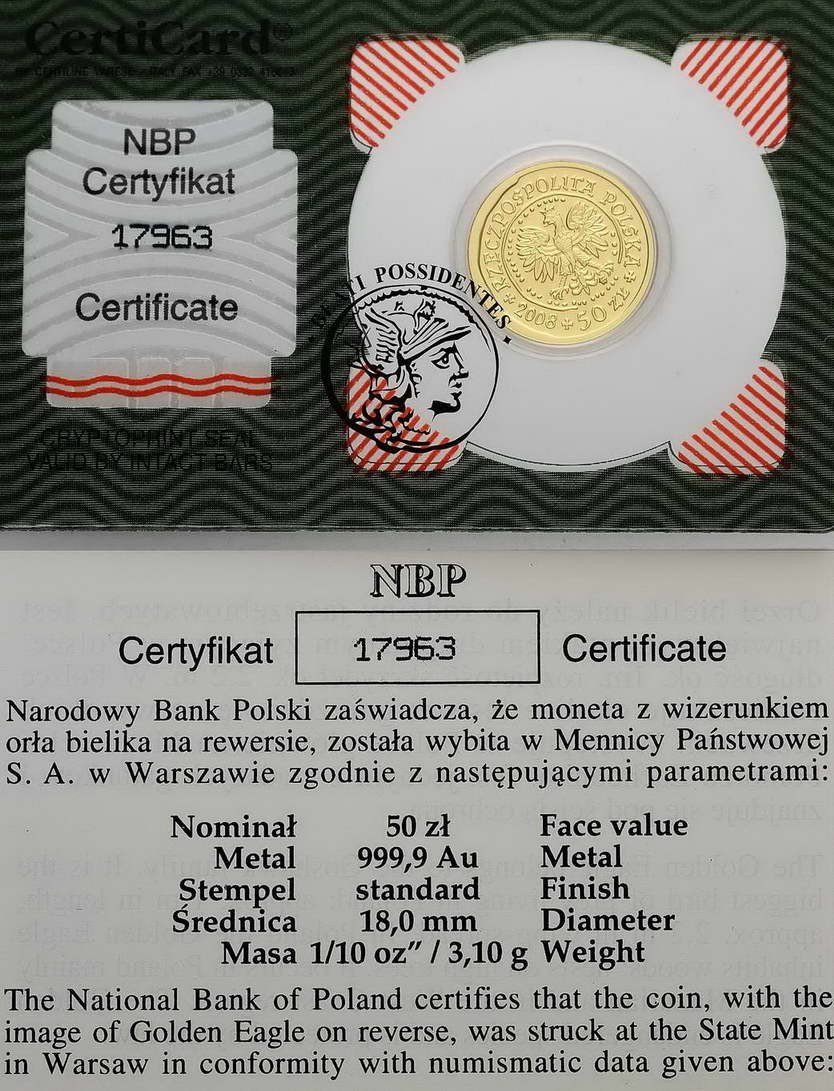 Polska Orzeł Bielik 50 złotych 2008 st. 1